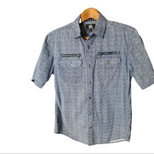 Rock & Republic Short Sleeve Button Down Blue & White men’s Size Small